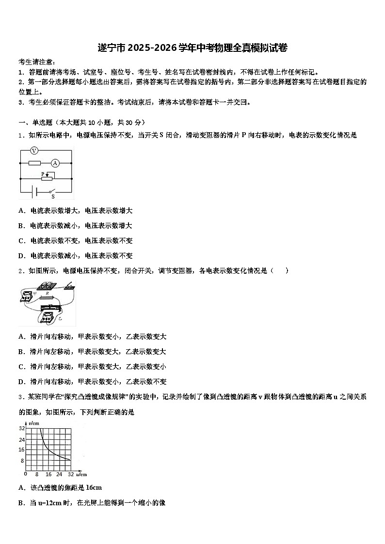 遂宁市2025-2026学年中考物理全真模拟试卷（含答案解析）第1页