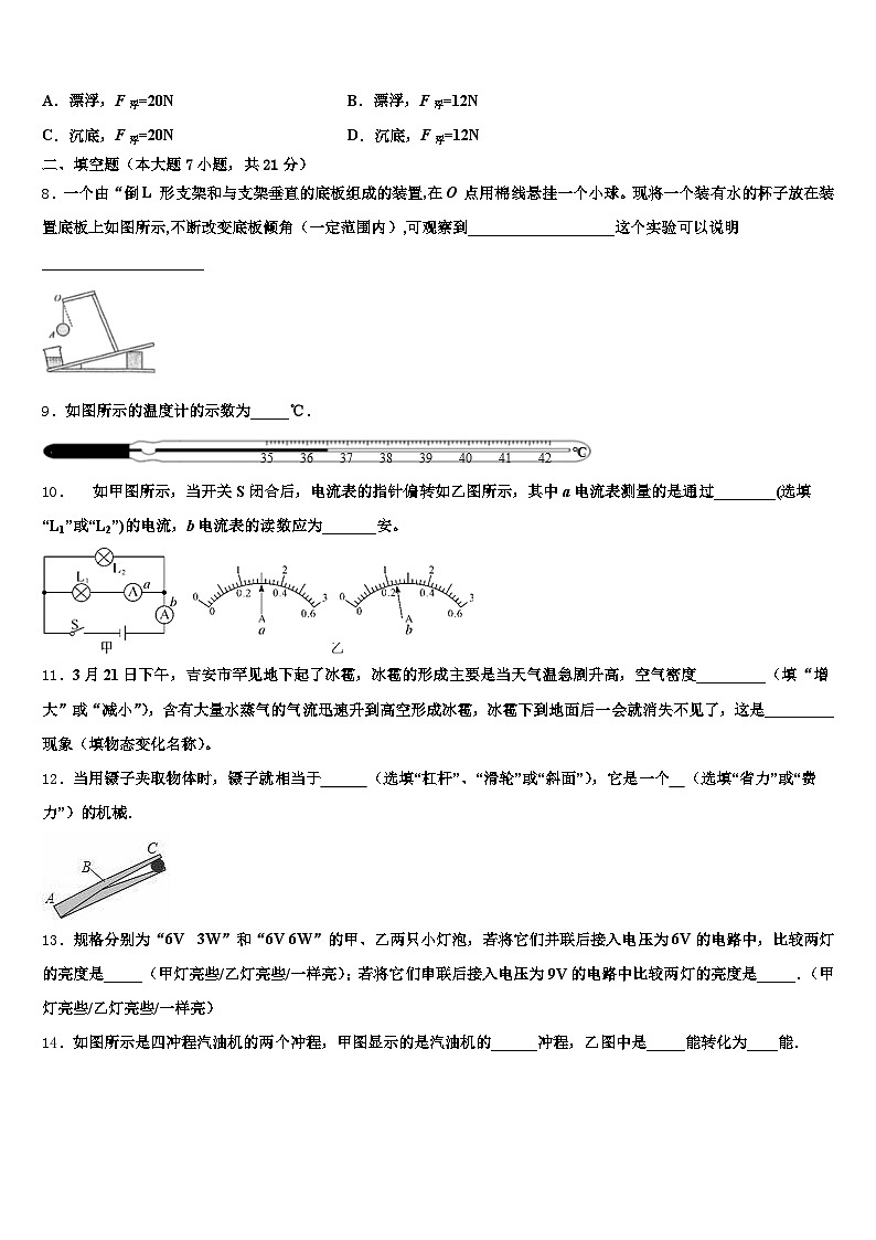 2026年安徽省安庆市中考物理模拟试题（含答案解析）第3页