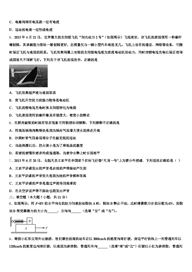 2026届甘肃省白银市中考二模物理试题（含答案解析）第2页