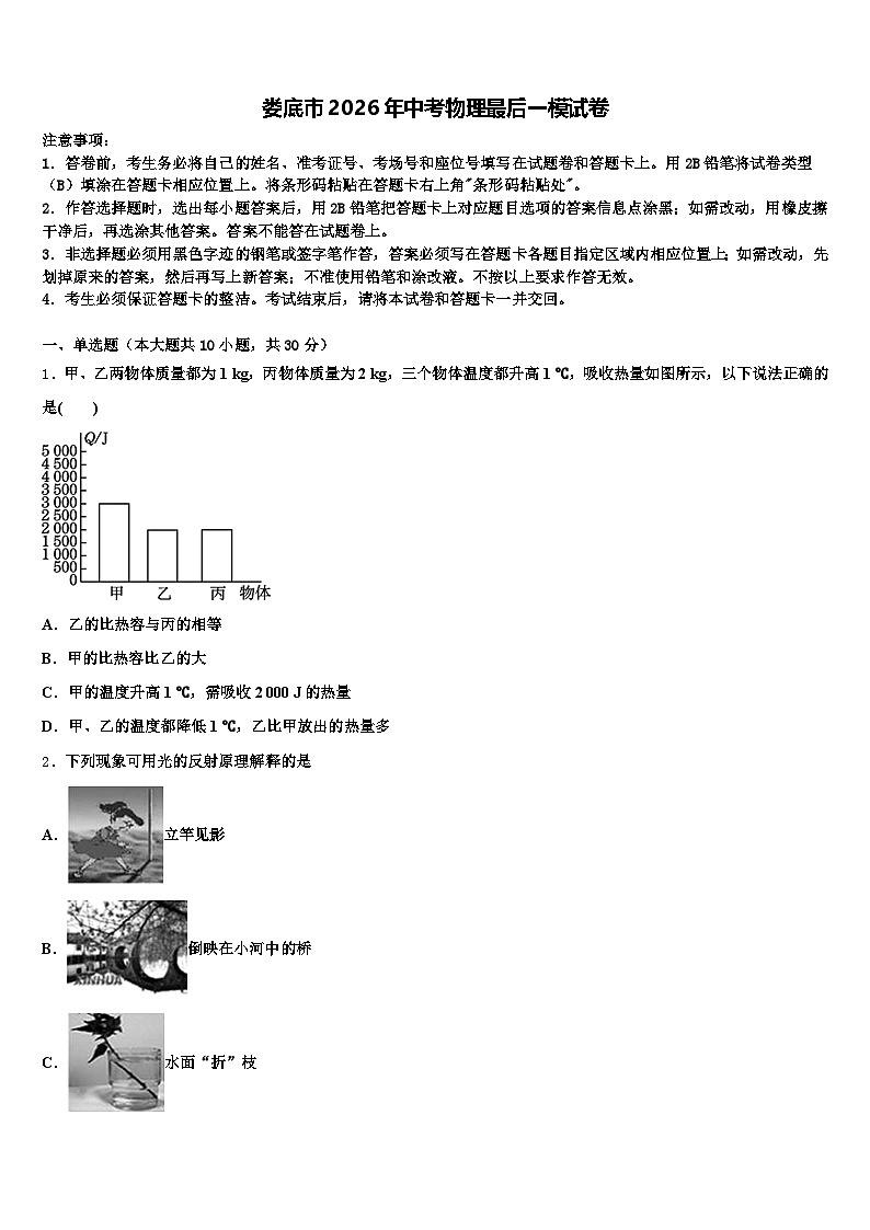 娄底市2026年中考物理最后一模试卷（含答案解析）第1页
