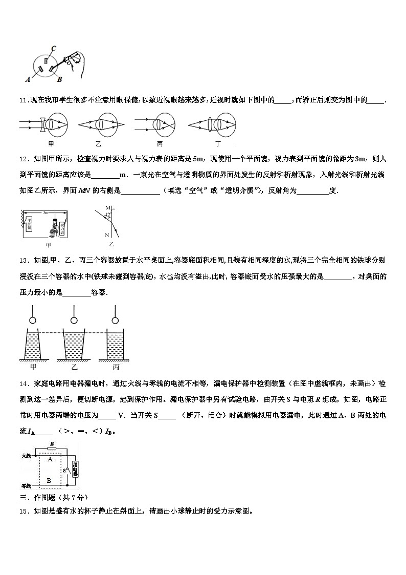 2026届安徽省安庆市中考四模物理试题（含答案解析）第3页