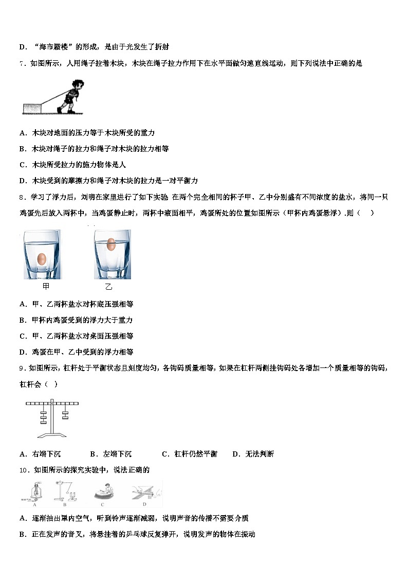 黑龙江省佳木斯市2025-2026学年中考联考物理试卷（含答案解析）第3页