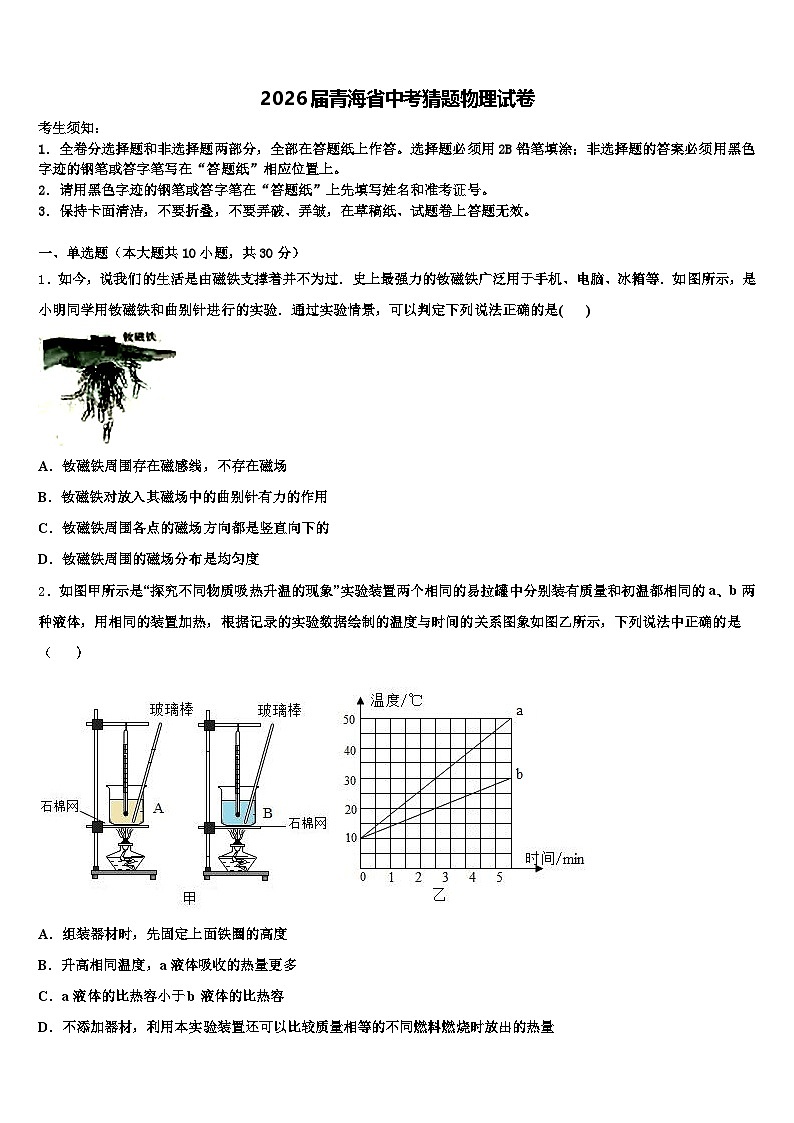 2026届青海省中考猜题物理试卷（含答案解析）第1页