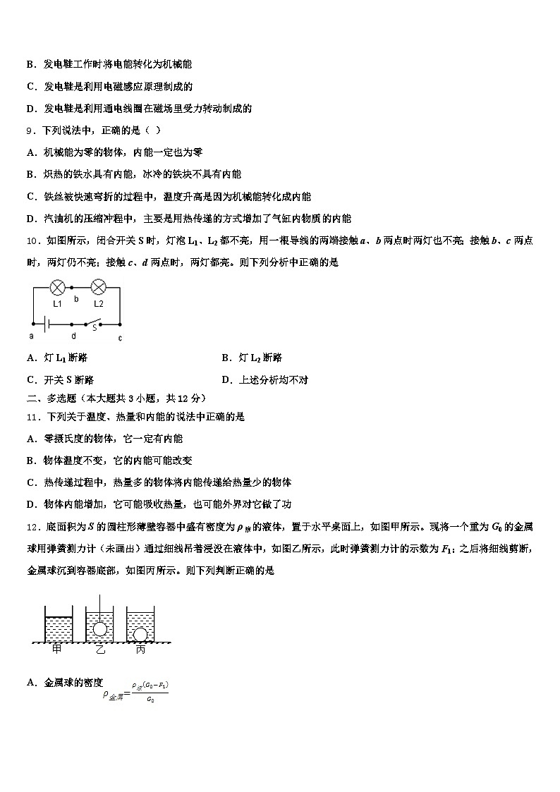 2025-2026学年枣庄市中考五模物理试题（含答案解析）第3页