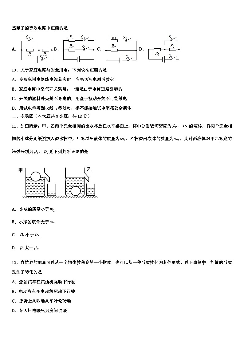 安徽省安庆市2026年中考物理考试模拟冲刺卷（含答案解析）第3页