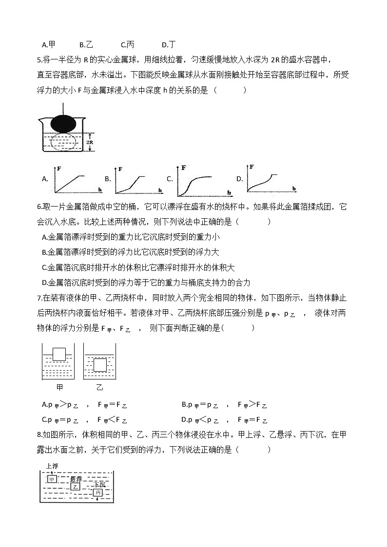 人教版物理八年级下册-第十章 《浮力》综合测试（含答案）02