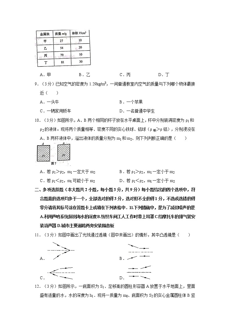 【八年级物理上学期期末考卷】2018-2019学年天津市河西区八年级（上）期末物理试卷03
