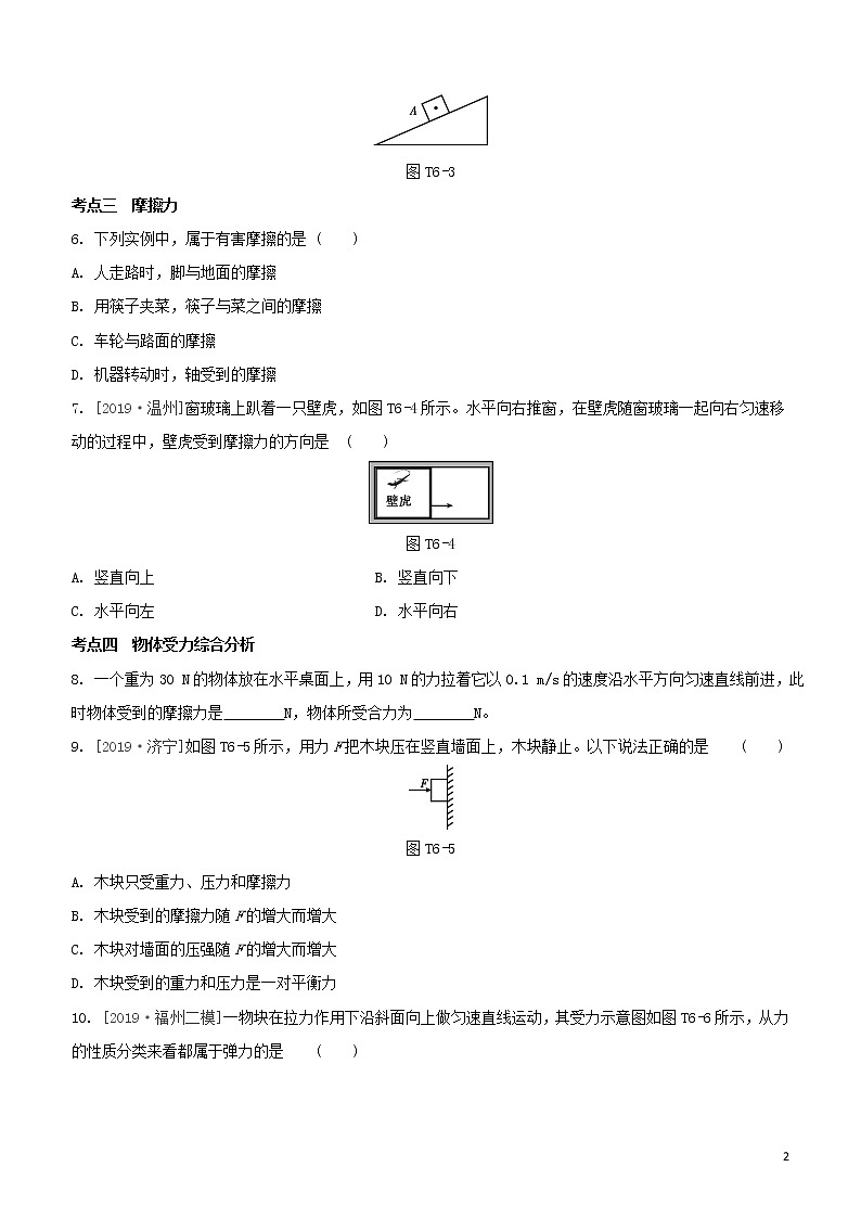 （福建专版）2020中考物理复习方案第04篇题组训练06熟悉而陌生的力试题02