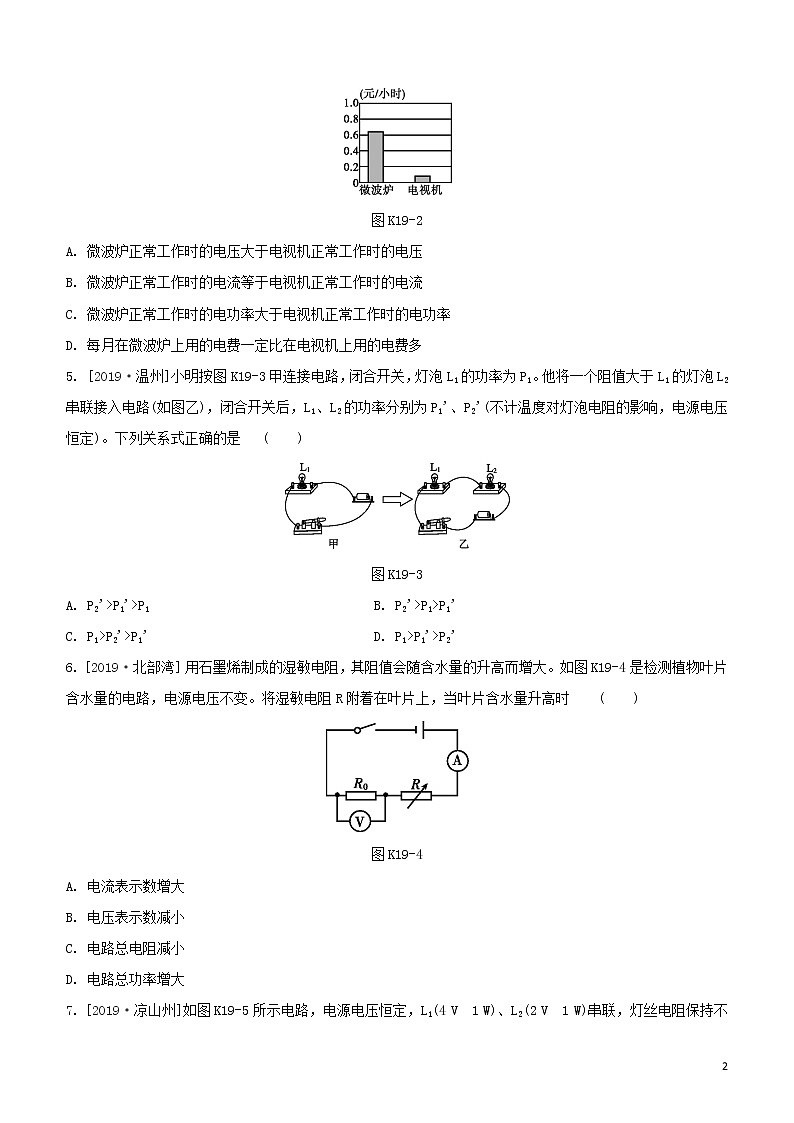 （福建专版）2020中考物理复习方案第01篇教材复习第四单元电磁学第19课时电功电功率试题02