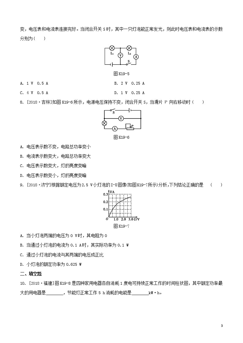 （福建专版）2020中考物理复习方案第01篇教材复习第四单元电磁学第19课时电功电功率试题03