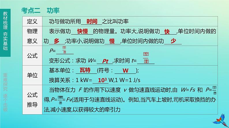 （福建专版）2020中考物理复习方案第01篇教材复习第二单元力学第09课时机械与人第02讲功、功率、机械能课件第4页
