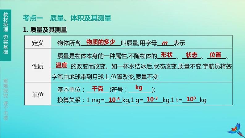 （福建专版）2020中考物理复习方案第01篇教材复习第二单元力学第04课时质量与密度第01讲质量密度课件02