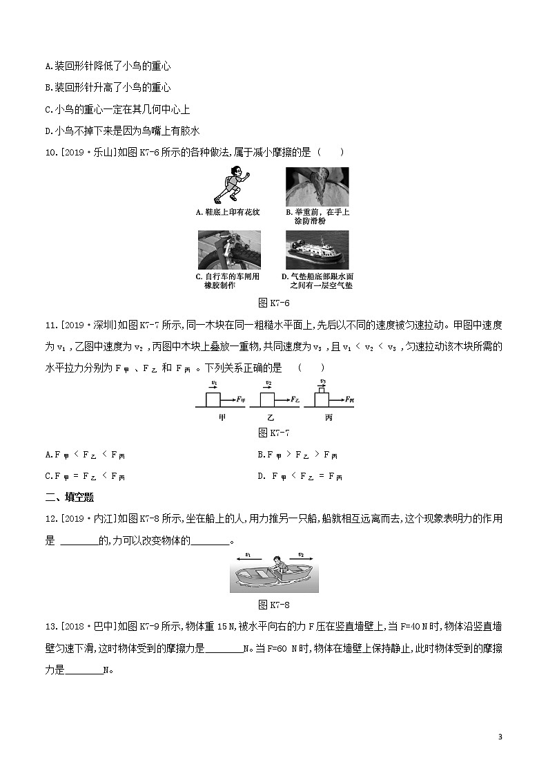 （福建专版）2020中考物理复习方案第01篇教材复习第二单元力学第07课时熟悉而陌生的力试题第3页