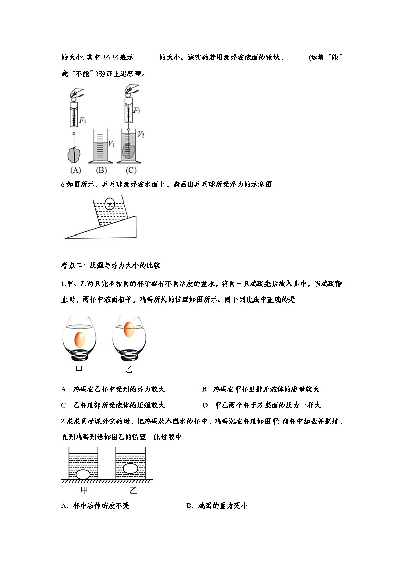 备战2020中考物理知识点基础训练——专题六十一：浮力第2页