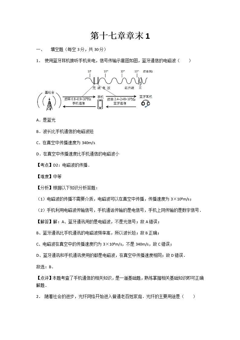 初中物理苏科九年级下第十七章章末1 试卷01