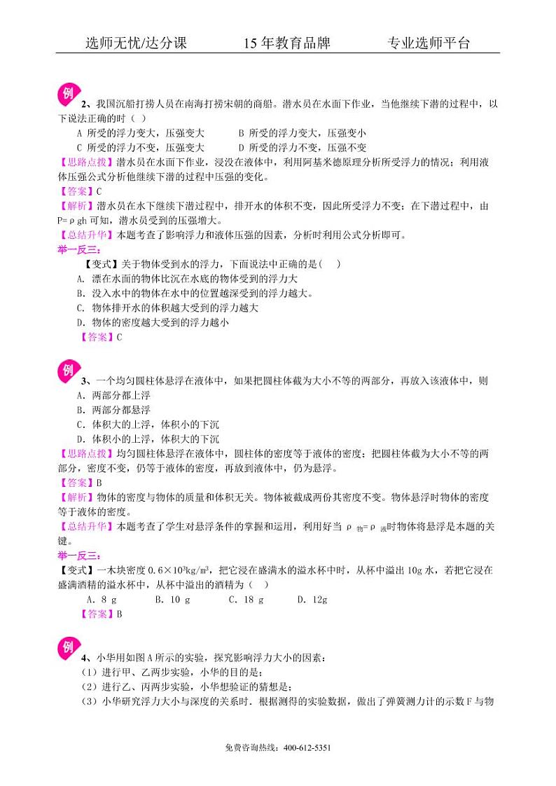 中考物理总复习：浮力（基础）知识讲解03