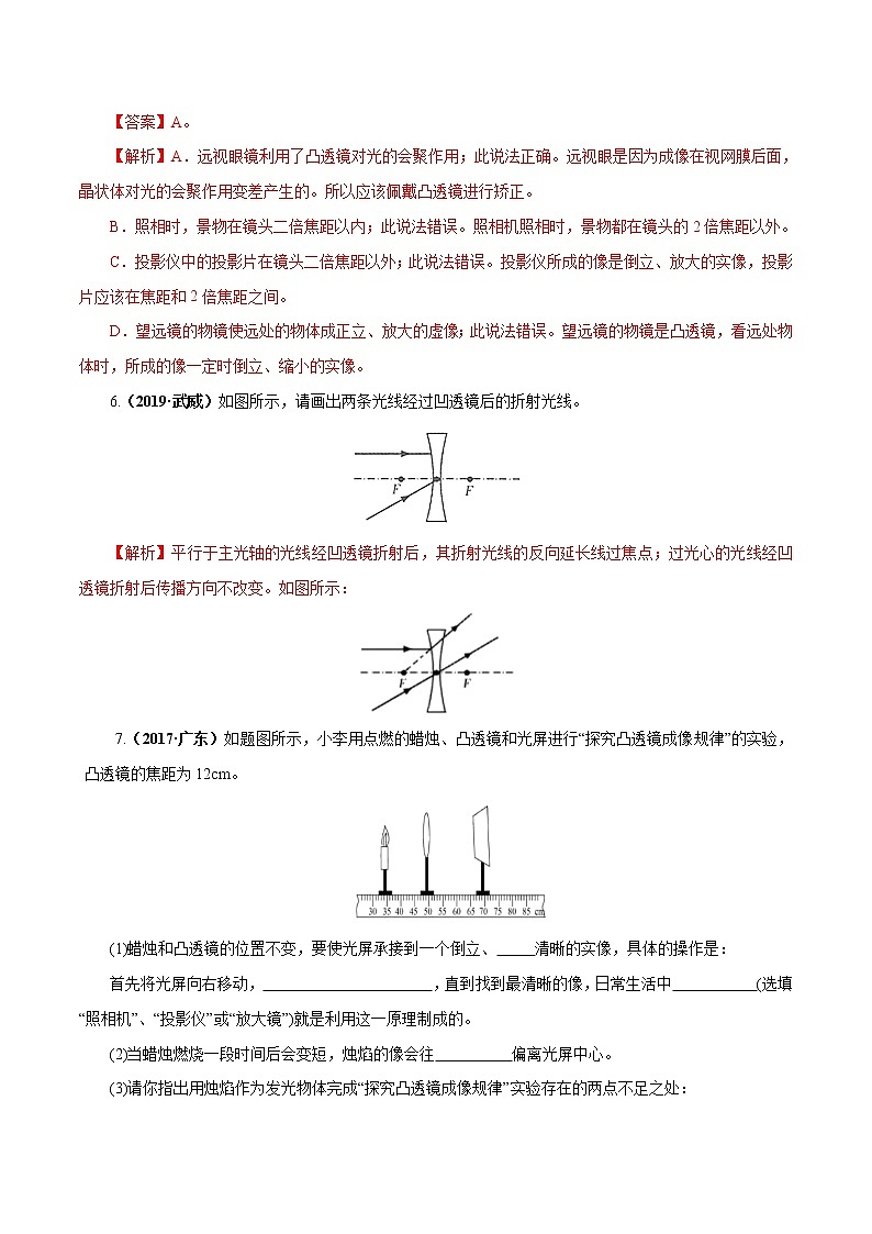 中考物理专题04 透镜成像-2020年中考物理一轮复习讲练（解析版）03