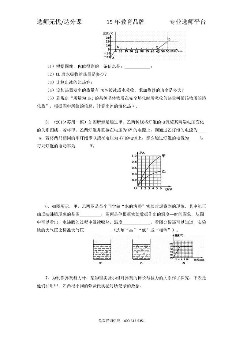 物理中考冲刺：图表信息专题 (提高)02