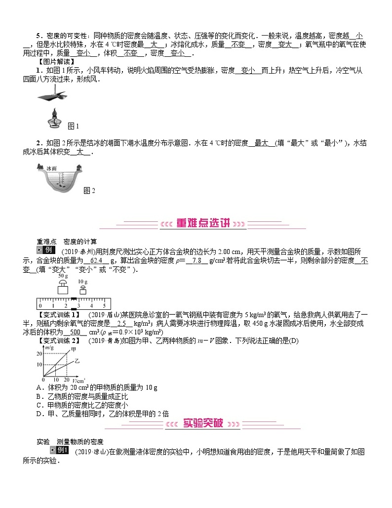 四川省中考物理考点复习教案：第9讲 质量与密度02
