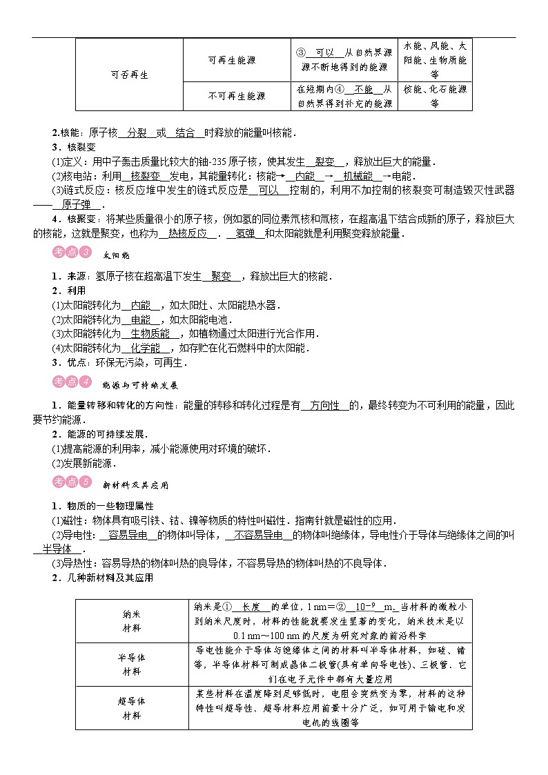 四川省中考物理考点复习教案：第19讲 信息的传递　能源　新材料第2页