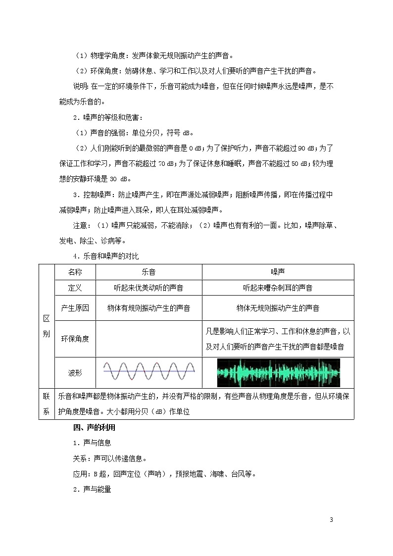 浙江版备战2020中考物理考点一遍过考点04声现象 试卷03