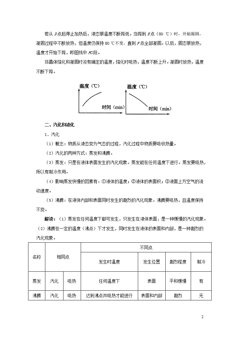 浙江版备战2020中考物理考点一遍过考点03物质的形态和变化 试卷02