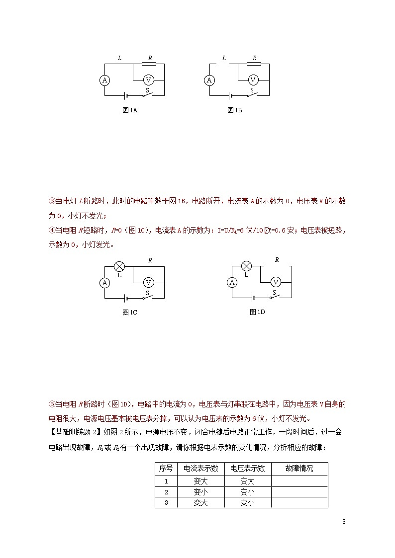 上海市2020年中考物理备考复习资料汇编专题04串联电路故障分析判断03