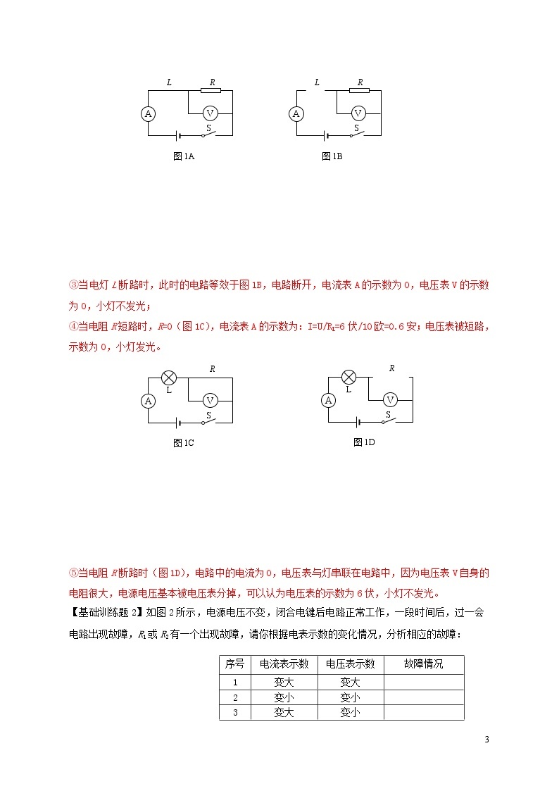 上海市2020年中考物理备考复习资料汇编专题04串联电路故障分析判断03