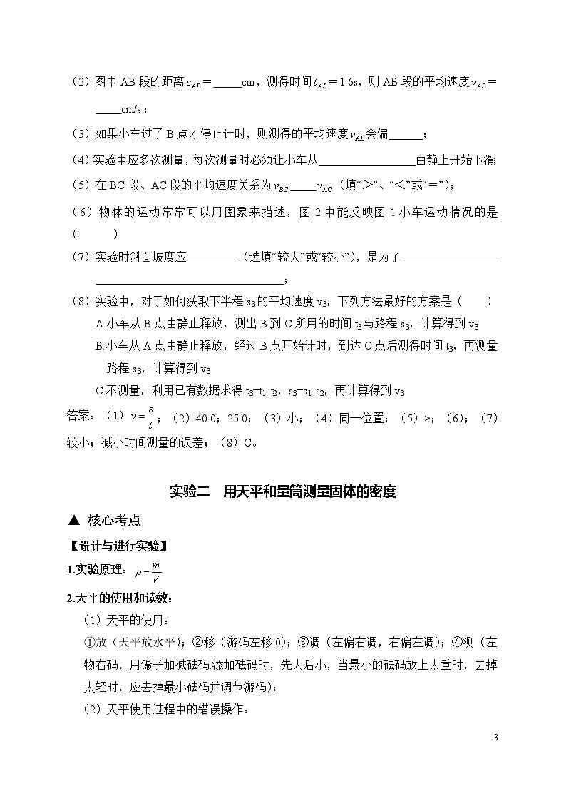 力学实验（一）-2020年中考物理必考题型03