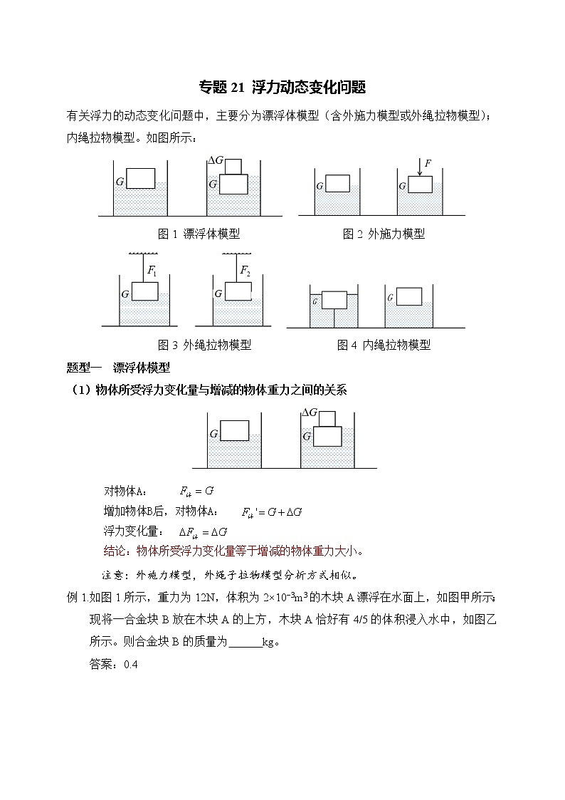 有关浮力动态变化问题-2020年中考物理必考题型01