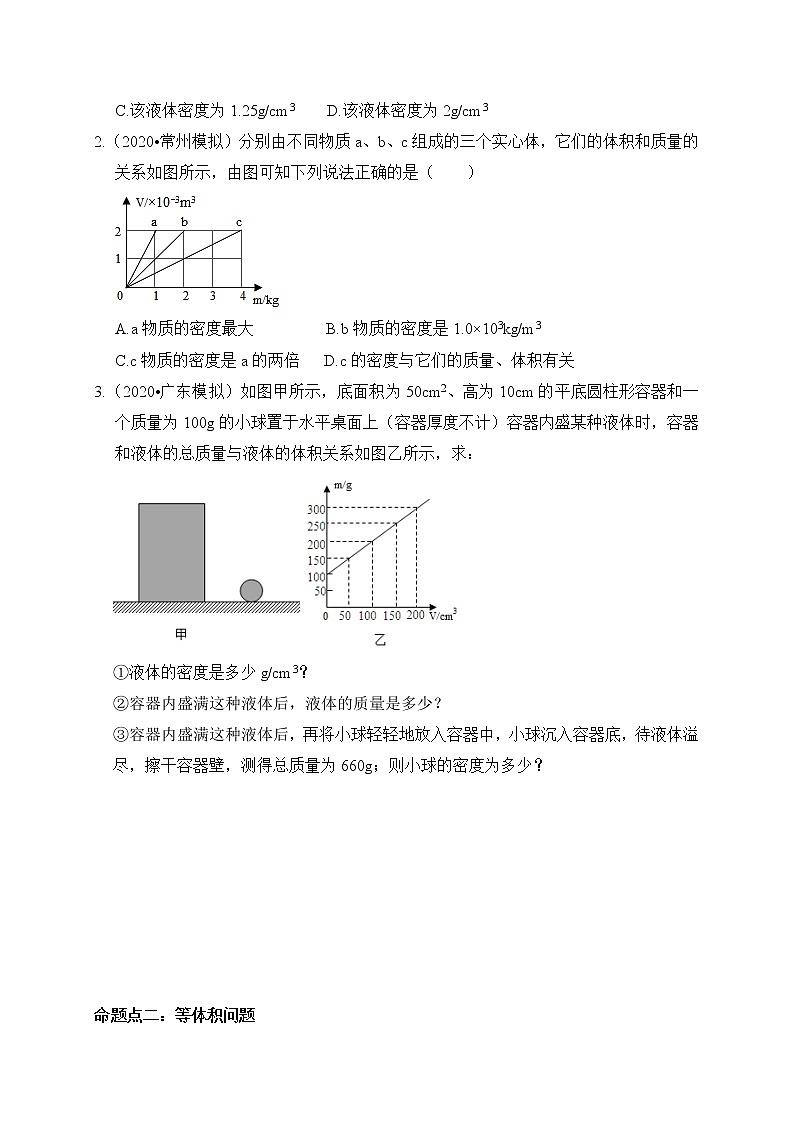 质量和密度计算题-2020年中考物理必考题型02