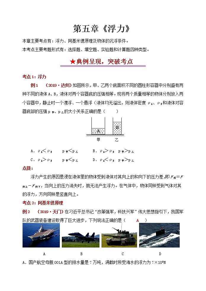 突破中考物理考点及近年中考真题精选5：浮力01