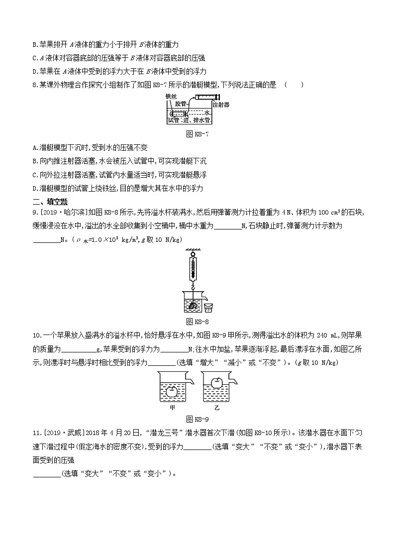 山西专版2020中考物理复习方案第一篇教材梳理课时训练08浮力试题03