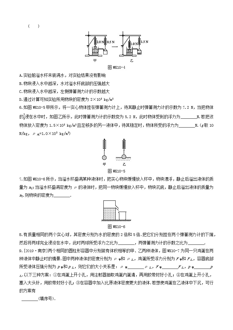 （杭州专版）2020中考物理复习方案课时训练10浮力02