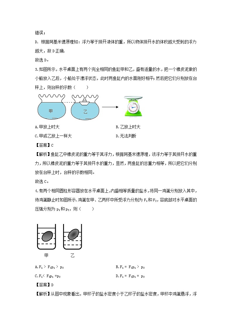 （暑假巩固练）2020年八年级物理专题07物体的浮沉条件及应用（含解析）新人教版第2页
