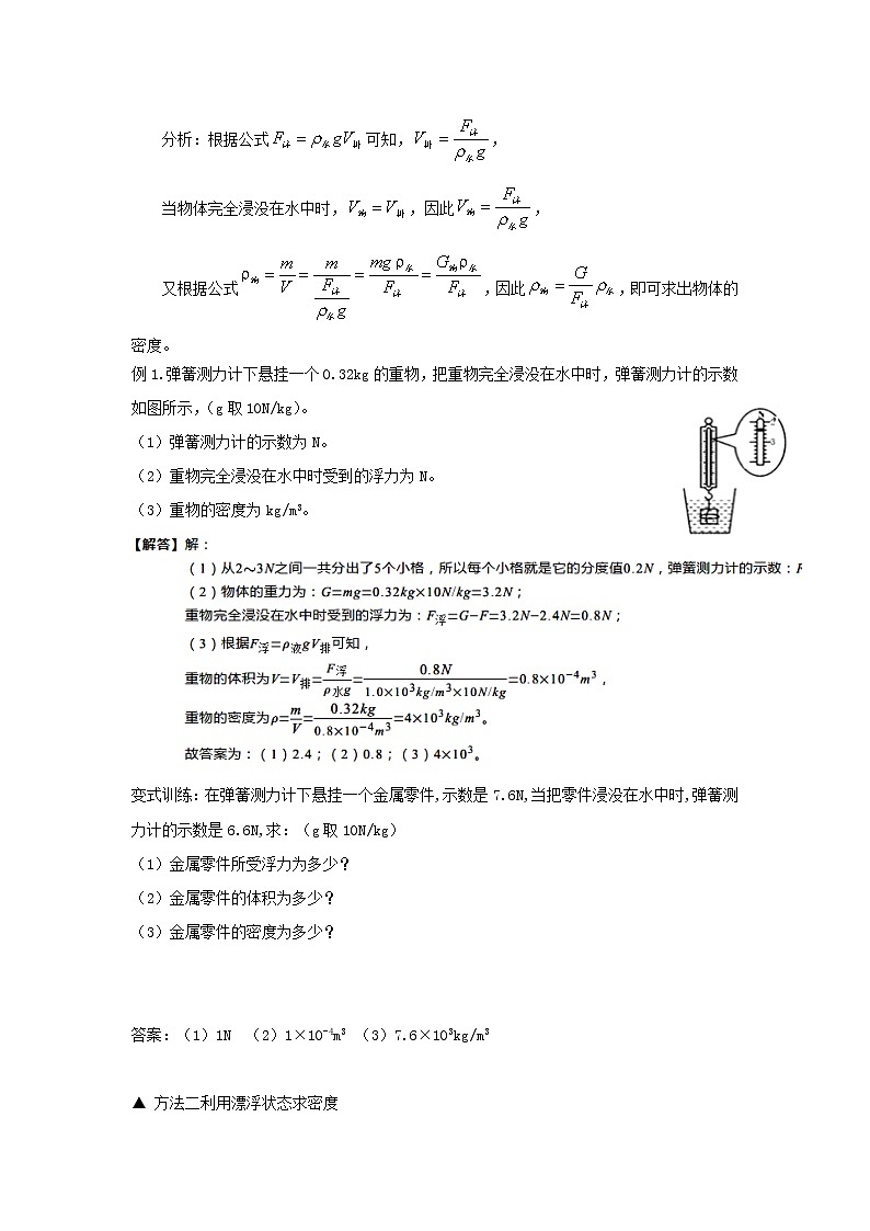 冲刺2020中考物理倒计时专攻32种题型17应用浮力测量密度的方法02