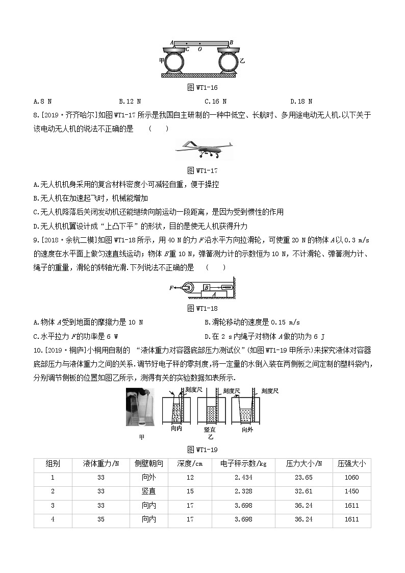 杭州专版2020中考物理复习方案专题01力学03