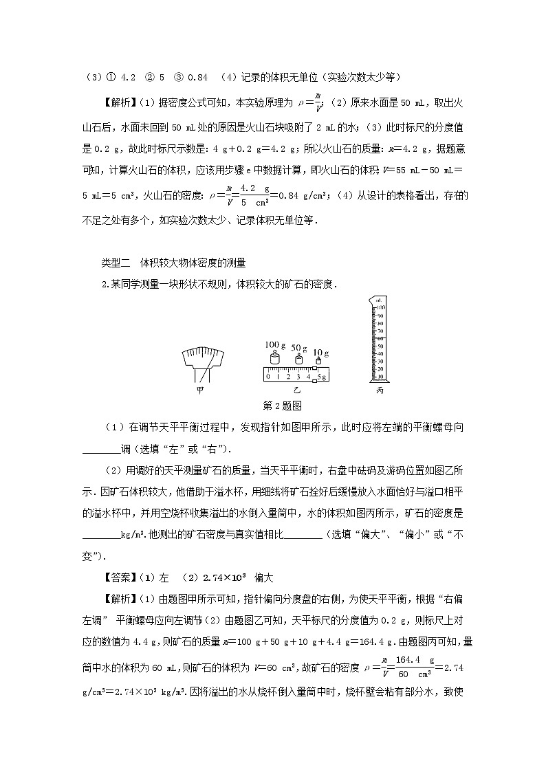 （三轮复习冲刺）2020年中考物理重要考点突破专题02密度的测量（含解析）03