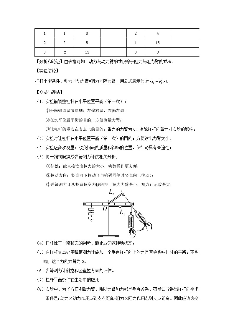 中考物理实验专题突破针对训练实验18探究杠杆平衡的条件02