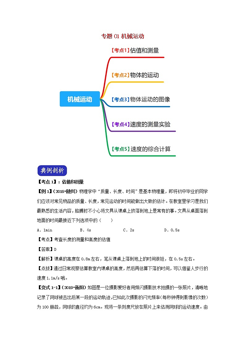 （决胜2020年）中考物理压轴题剖析与精练专题01机械运动（含解析）第1页