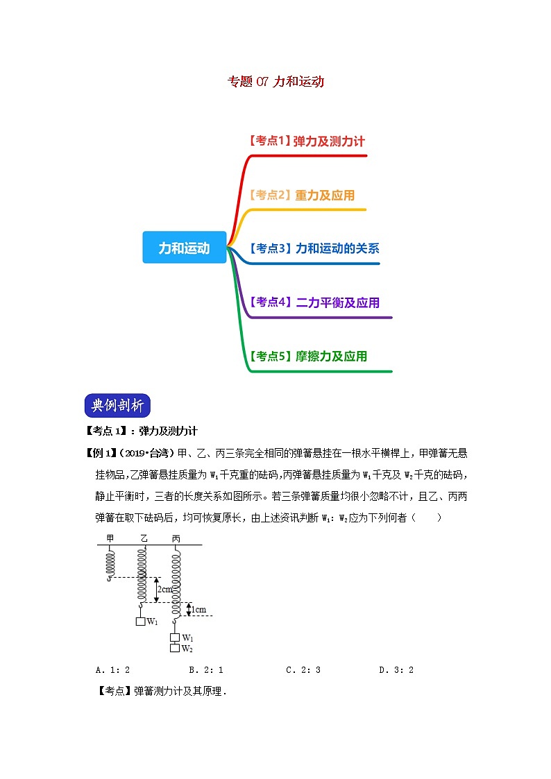 （决胜2020年）中考物理压轴题剖析与精练专题07力和运动（含解析）01