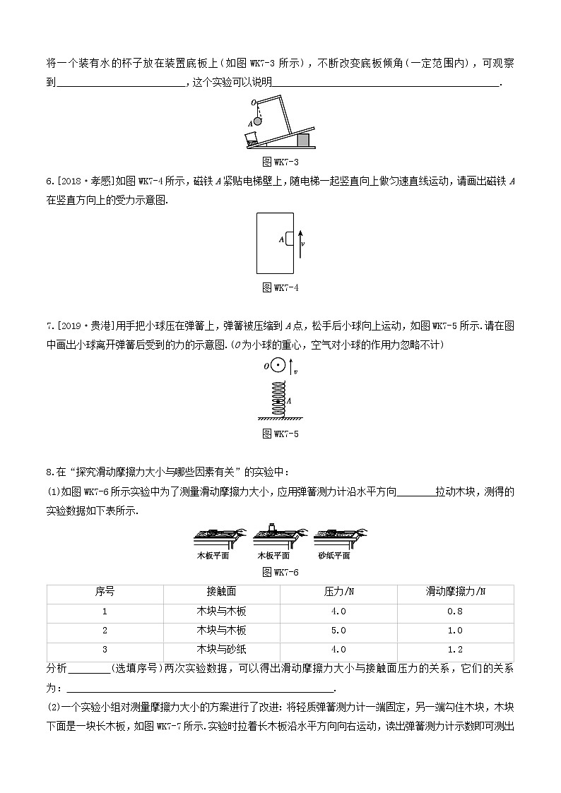 杭州专版2020中考物理复习方案课时训练07力力的测量和表示02