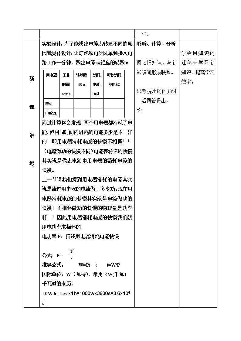 人教版物理九年级全一册18.2电功率 教案02