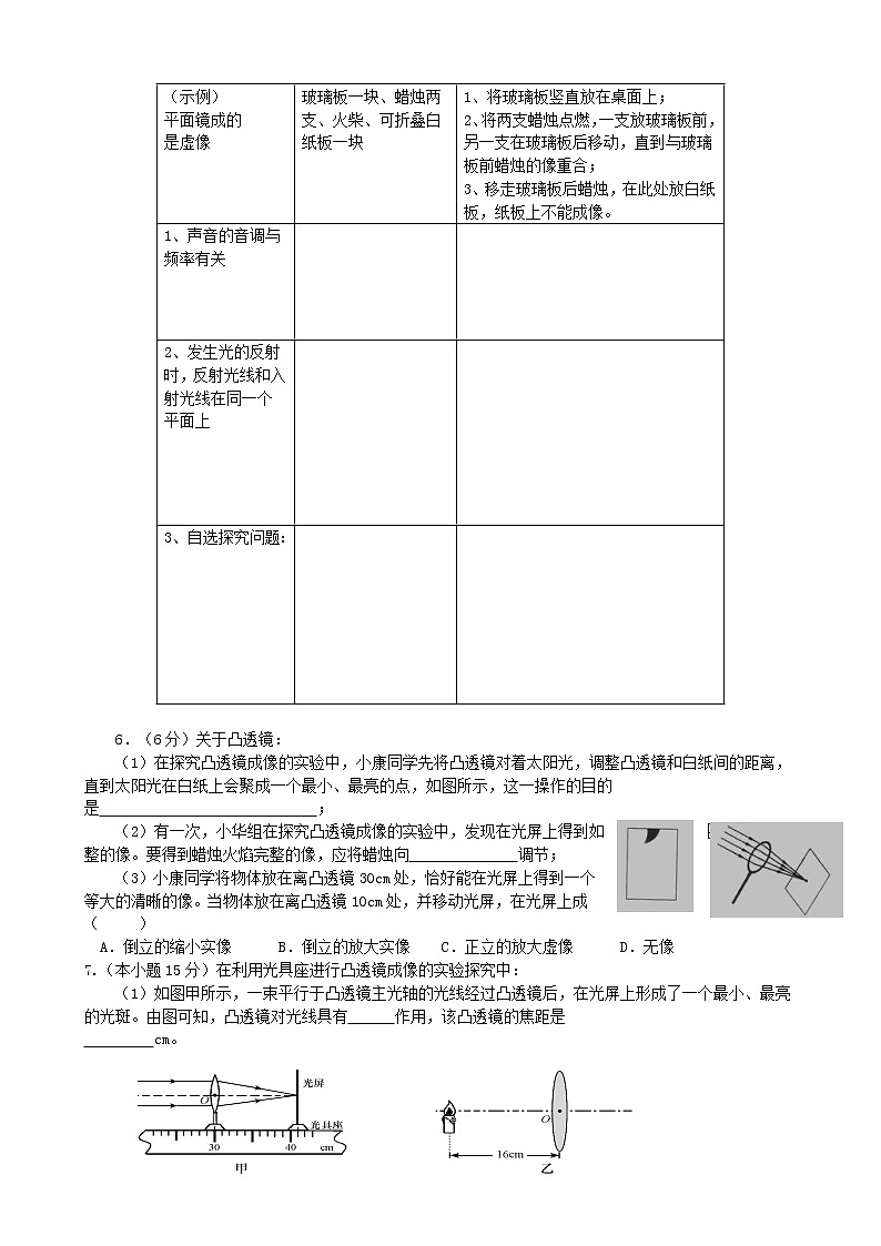 人教版九年级物理中考实验专题——光学部分第2页
