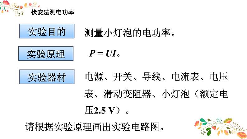 人教版九年级物理第十八章第三节《测量小灯泡的电功率》共23张ppt第6页