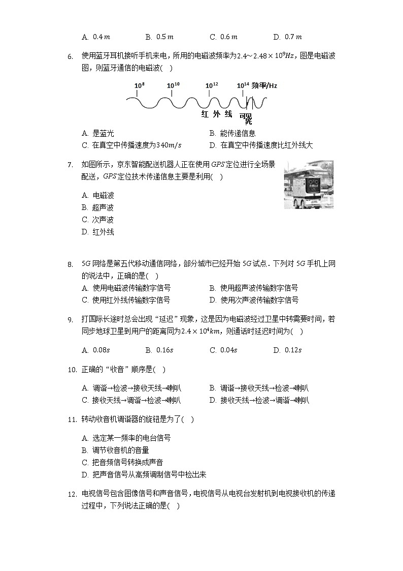 初中物理人教版九年级全一册第二十一章 信息的传递 练习题（无答案）02