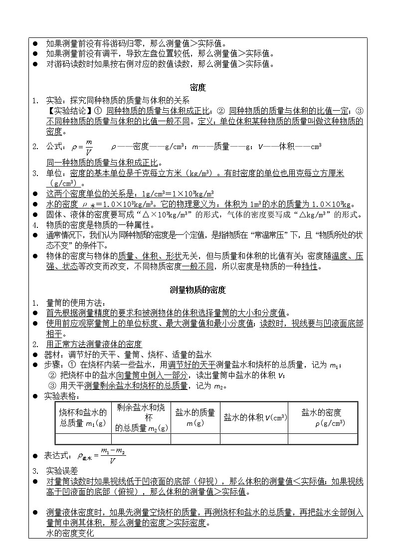 6.质量与密度（学生版） 试卷02