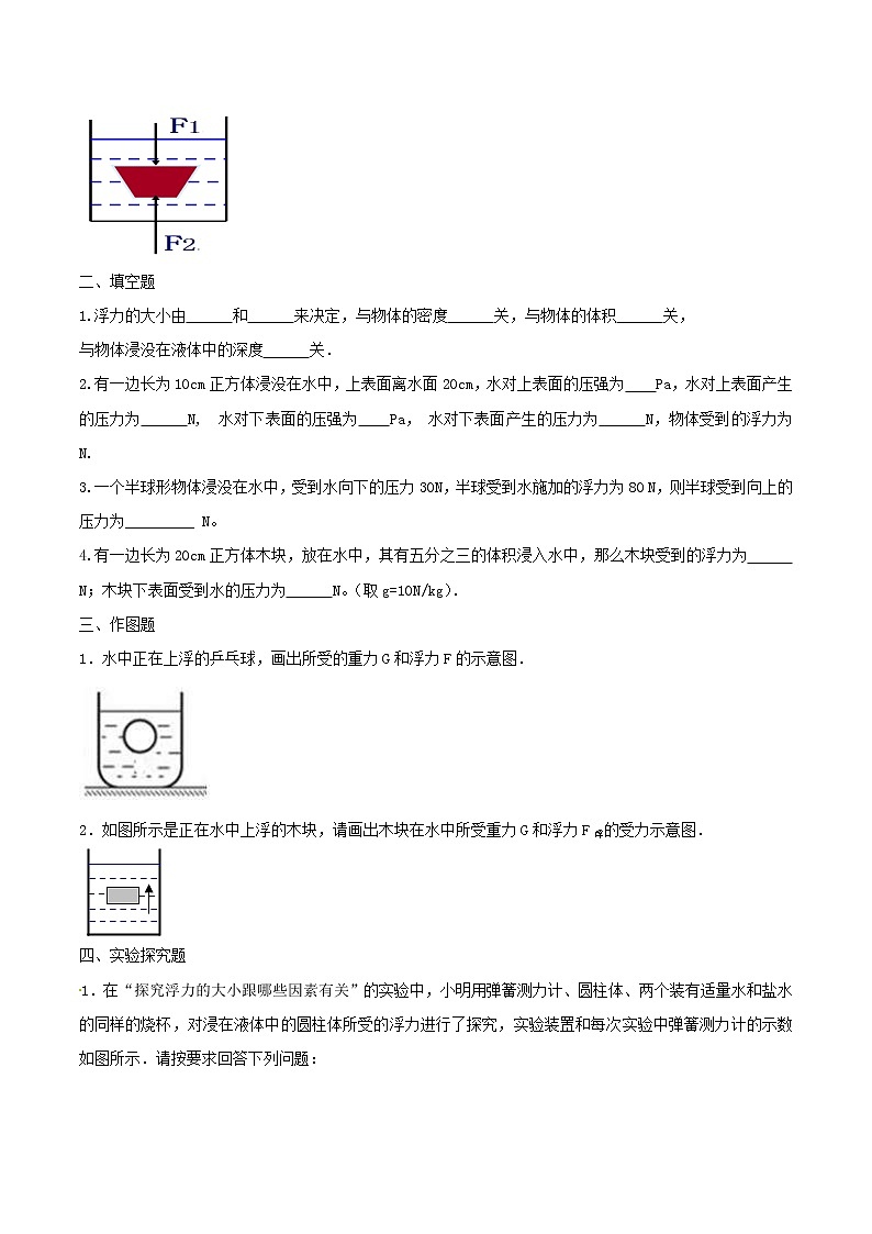 人教版2020年八年级物理下册10.1浮力知识点突破与课时作业（含答案解析）03