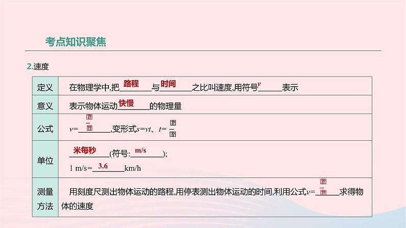 中考物理高分一轮单元复习07机械运动速度 课件（含答案）07