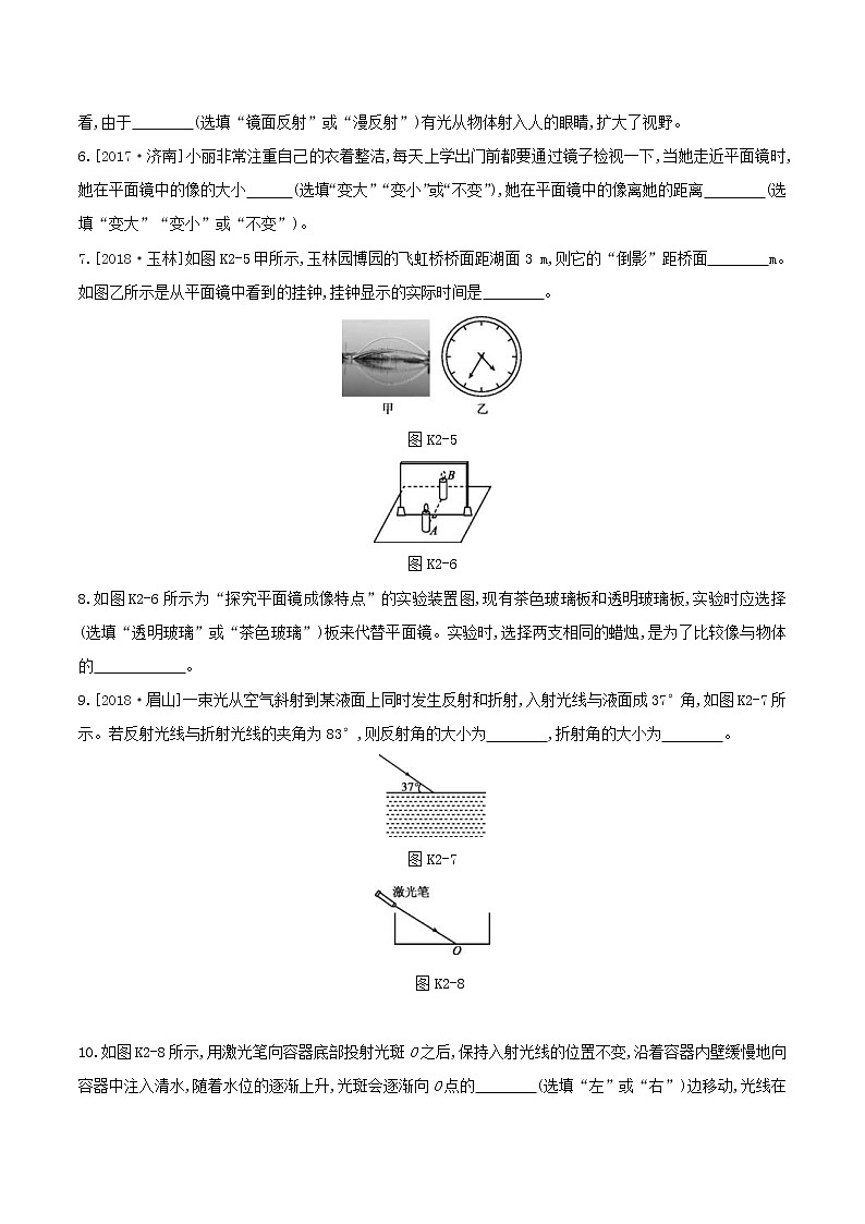 2019年中考物理一轮专项复习 第02单元  光现象课时训练（含答案）第2页